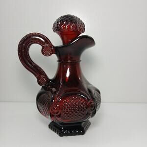 Avon Vintage Cape Cod Ruby Red Glass Oil Cruet with Stopper